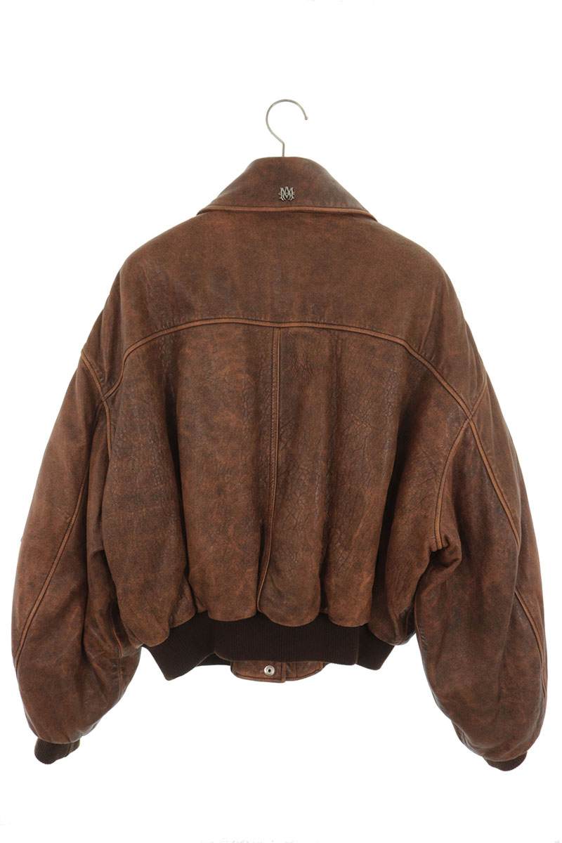 AMIRI Sheep Leather Bomber Jacket Brown Size 40