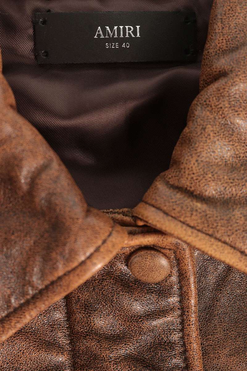 AMIRI Sheep Leather Bomber Jacket Brown Size 40