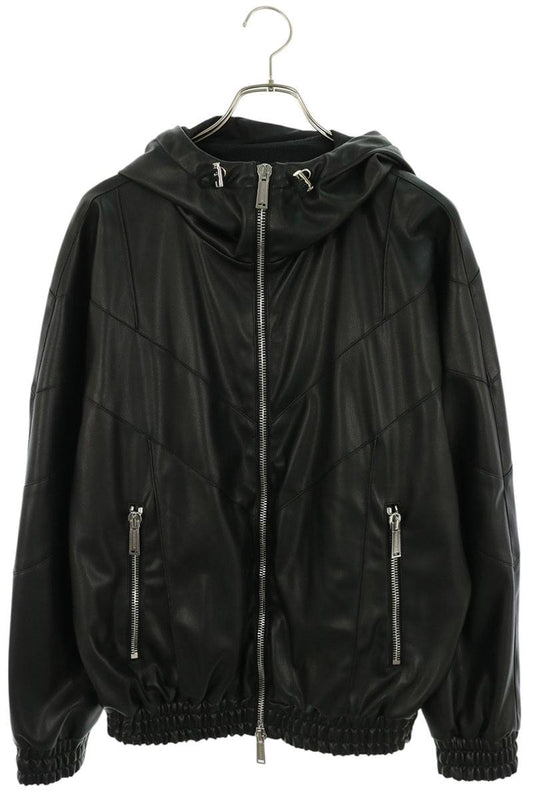 DSQUARED S74AM1676 Faux Leather Hooded Blouson Black Size 42