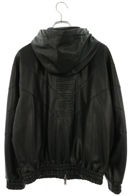 DSQUARED S74AM1676 Faux Leather Hooded Blouson Black Size 42