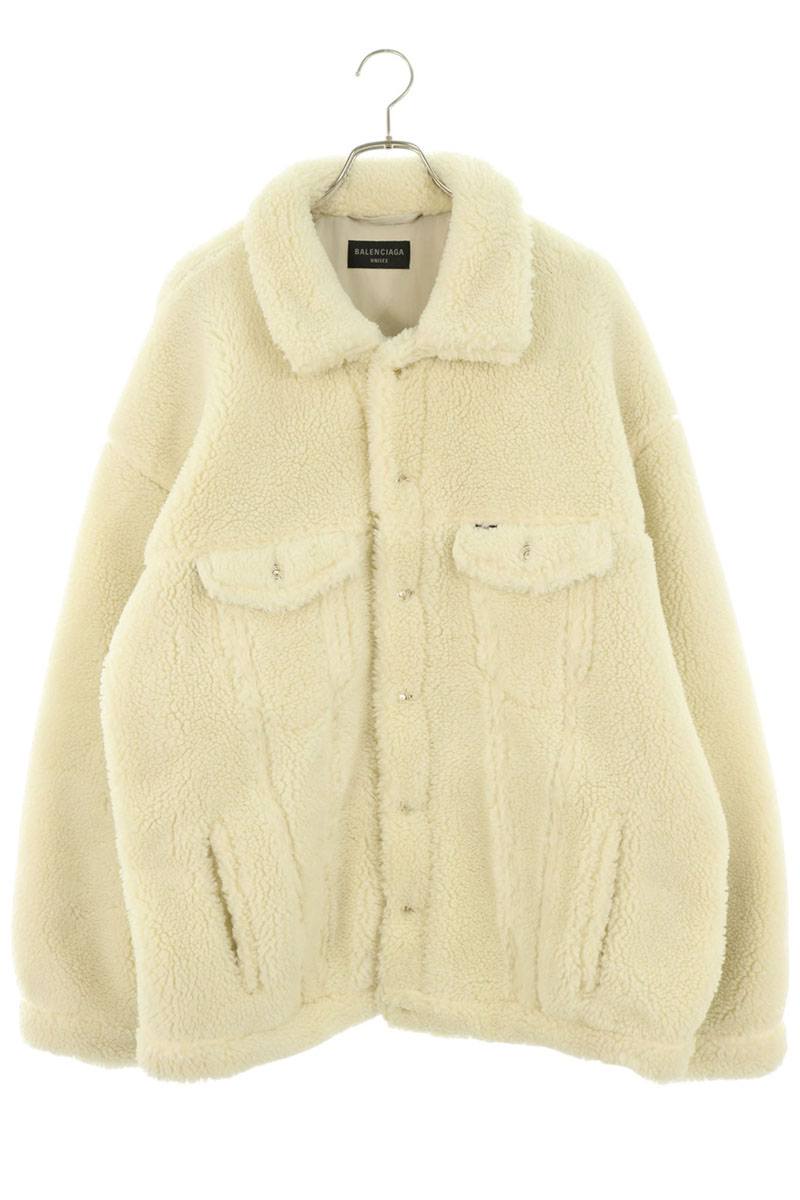 BALENCIAGA Oversized Boa Fleece Jacket Off-White Size 2