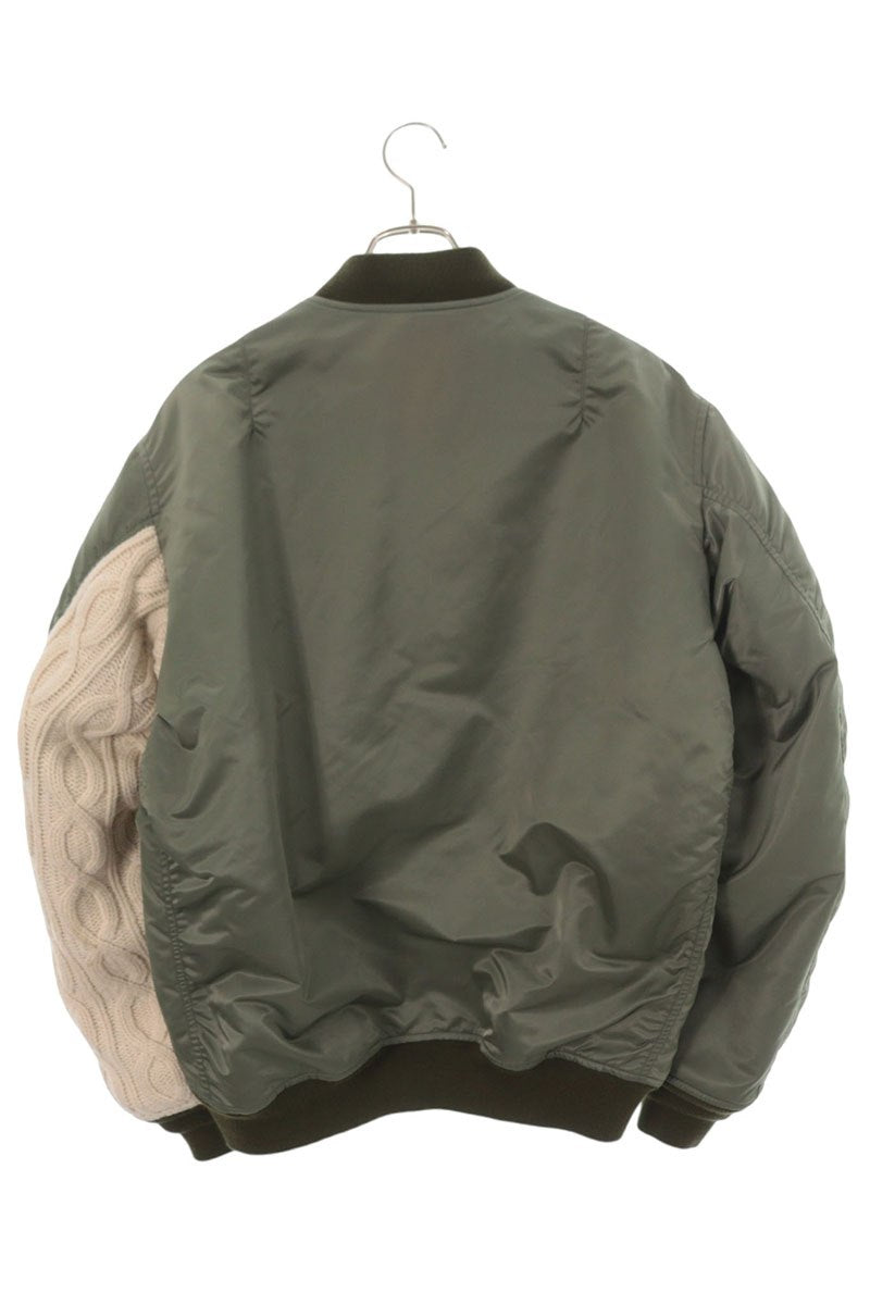 SEQUEL 25AW Knit MA-1 Bomber Jacket Khaki/White Size L