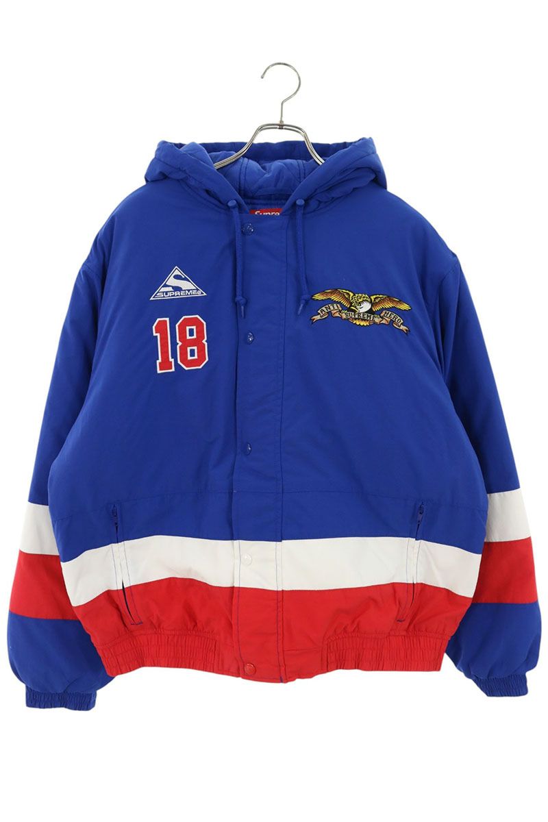 SUPREME 25AW x ANTIHERO Hooded Stadium Jacket Blue Size M