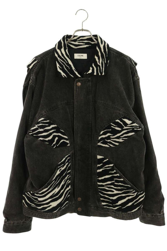 CELINE 2Q294947F Paneled Blouson Black Size XL