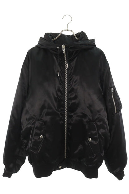CELINE Back Logo Print Nylon Hooded Jacket Black Size 48