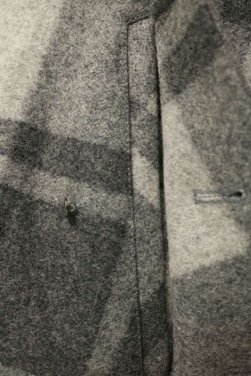 THOM BROWNE MJU422A Wool Check Zip Jacket Gray Size 0