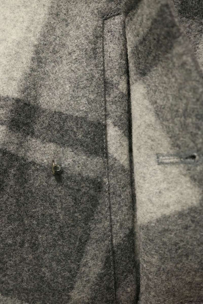 THOM BROWNE MJU422A Wool Check Zip Jacket Gray Size 0