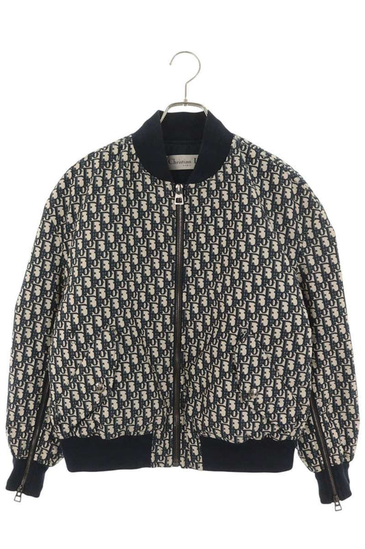 Christian Dior Navy Gray Poly Blouson Jacket Size L