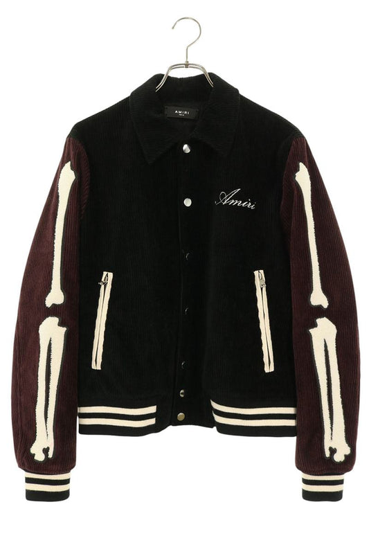 AMIRI Corduroy Bone Varsity Jacket Black/Bordeaux Size 46