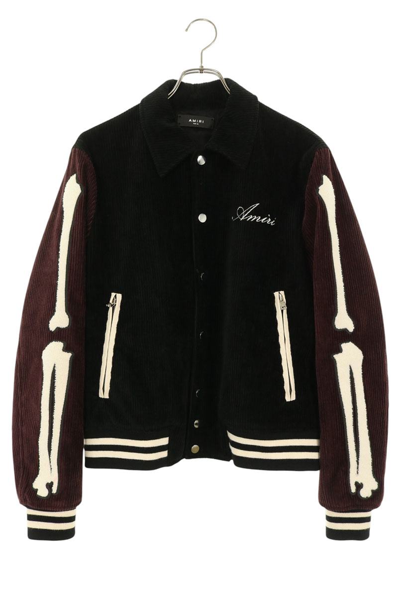 AMIRI Corduroy Bone Varsity Jacket Black/Bordeaux Size 46