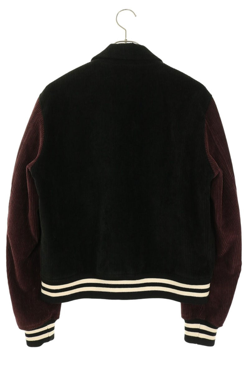 AMIRI Corduroy Bone Varsity Jacket Black/Bordeaux Size 46