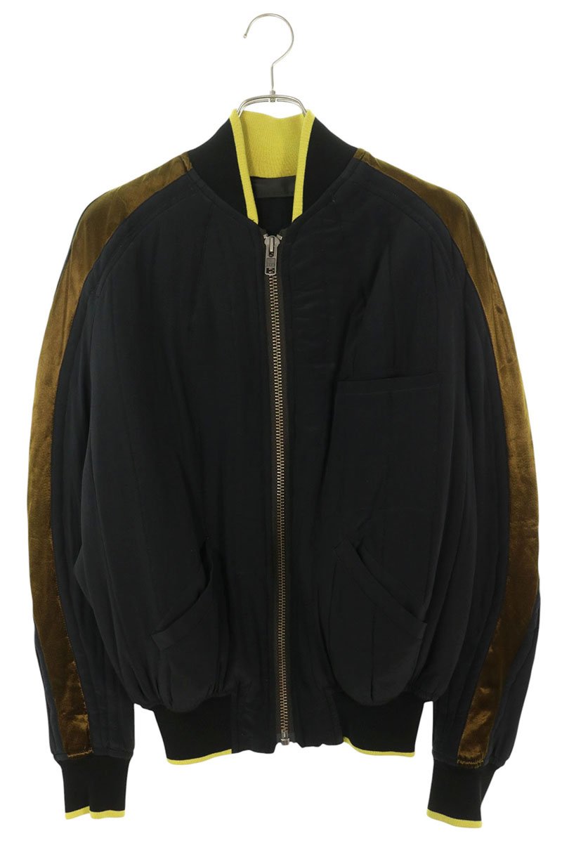 HAIDER ACKERMANN Silk Bomber Jacket Black/Yellow Size XS