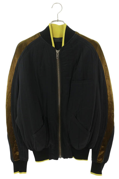 HAIDER ACKERMANN Silk Bomber Jacket Black/Yellow Size XS