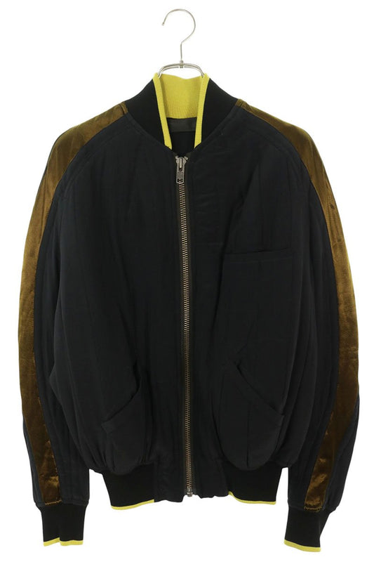 HAIDER ACKERMANN Silk Bomber Jacket Black/Yellow Size XS