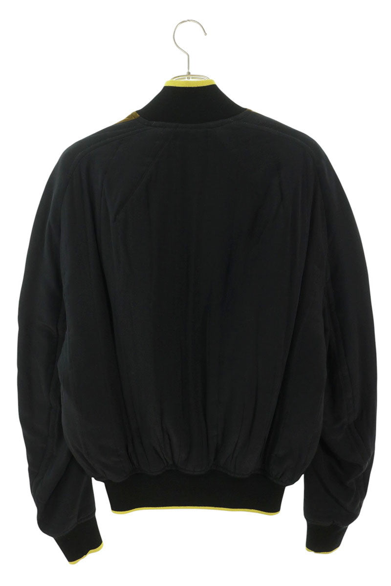 HAIDER ACKERMANN Silk Bomber Jacket Black/Yellow Size XS