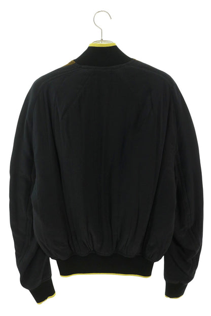 HAIDER ACKERMANN Silk Bomber Jacket Black/Yellow Size XS