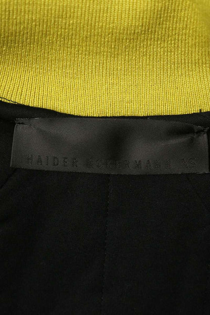 HAIDER ACKERMANN Silk Bomber Jacket Black/Yellow Size XS