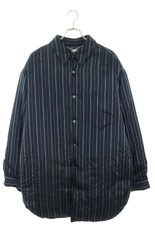Maison Margiela Padded Stripe Shirt Jacket Blue Size 46
