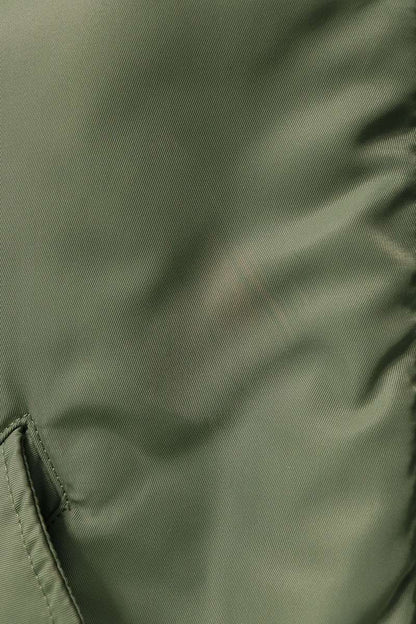 BALENCIAGA Fur Hooded Nylon Bomber Jacket Green Size 1