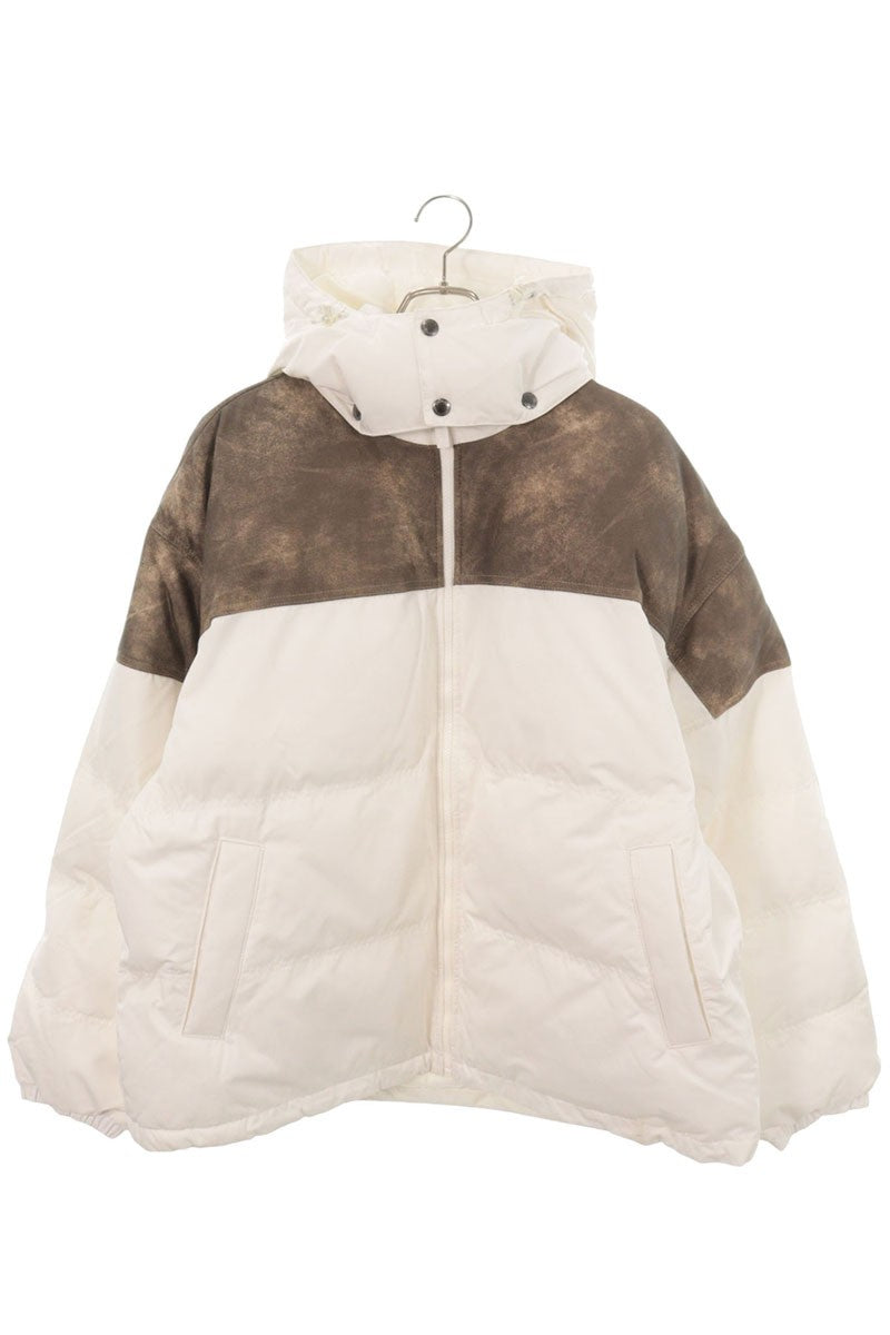 SUPREME 25AW Leather Yoke Puffer Jacket White Size XL