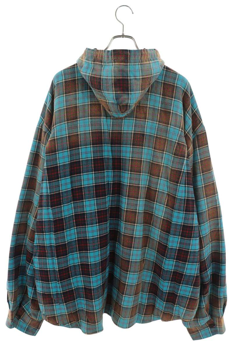 BALENCIAGA Blue Black Check Hooded Jacket Size XS