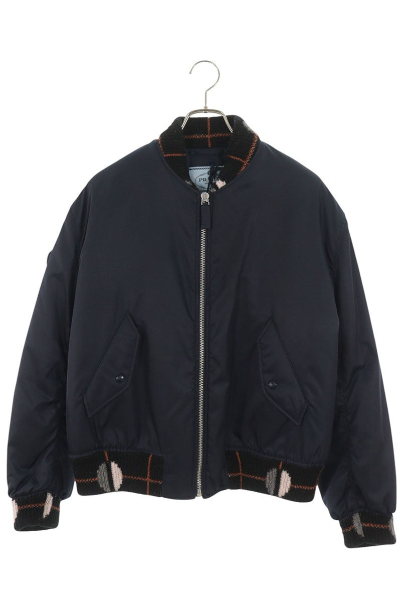 PRADA 29X993 Logo Plate Nylon Blouson Navy Size S