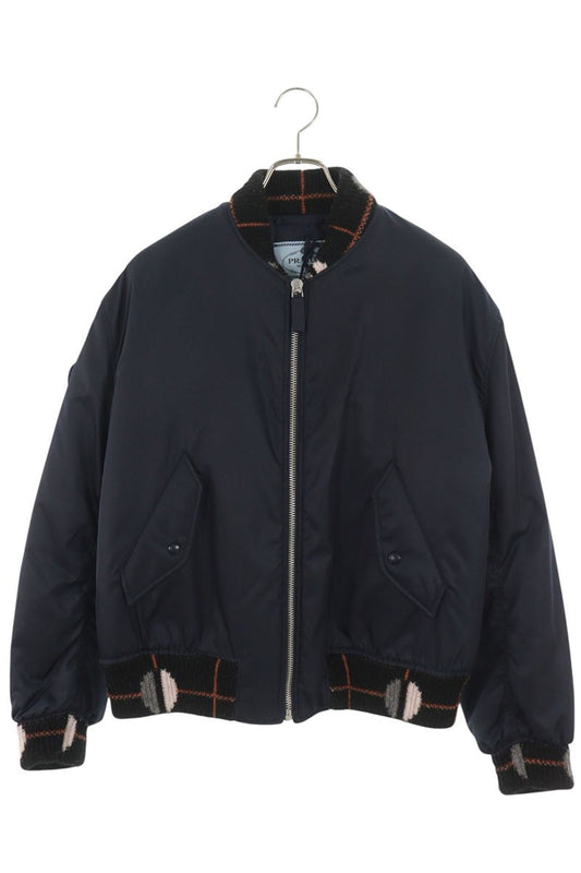 PRADA 29X993 Logo Plate Nylon Blouson Navy Size S