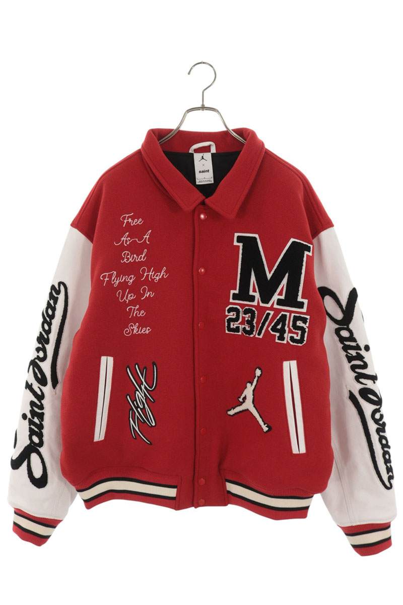 SAINT MICHAEL 26SS MJSM Leather Trim Red White Jacket Size L