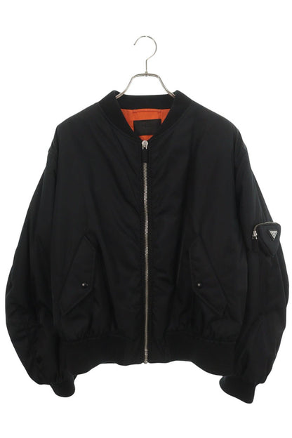 PRADA RE-NYLON Triangle Pocket Bomber Jacket Black Size M