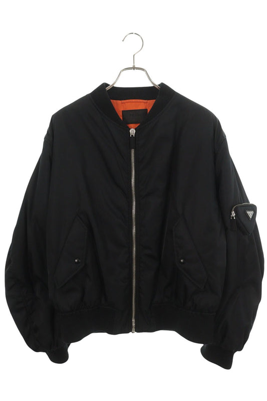 PRADA RE-NYLON Triangle Pocket Bomber Jacket Black Size M