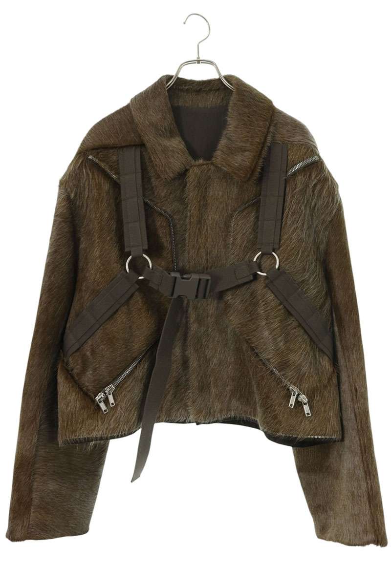 Rick Owens 25AW Cow Fur Zip-Up Jacket Brown Size 44