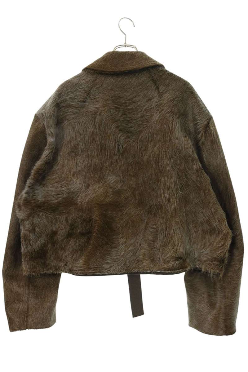 Rick Owens 25AW Cow Fur Zip-Up Jacket Brown Size 44
