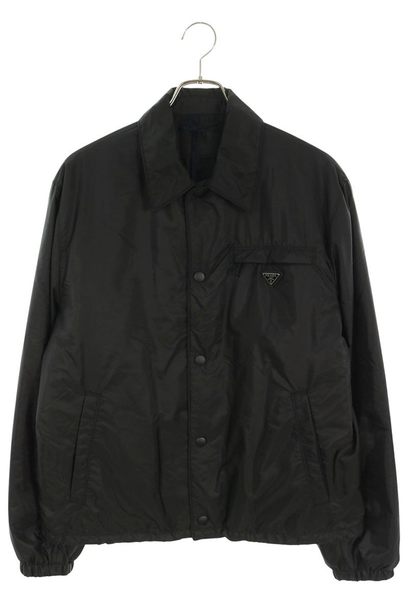 PRADA Re-Nylon Triangle Plate Padded Black Multi Blouson Size 48