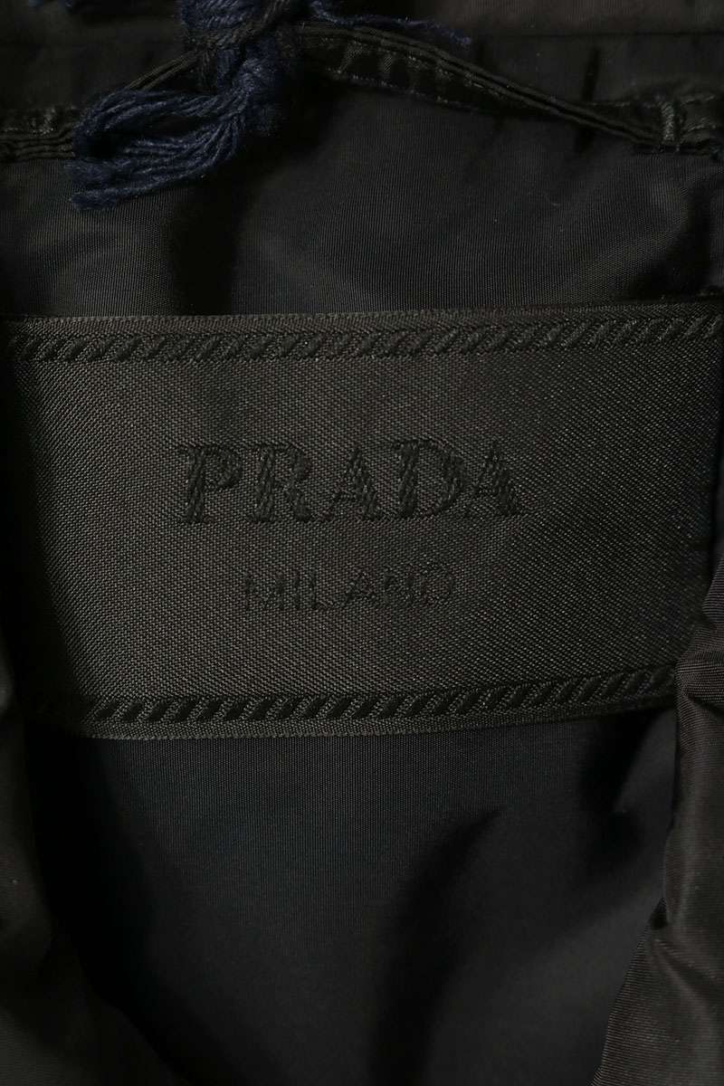 PRADA Re-Nylon Triangle Plate Padded Black Multi Blouson Size 48