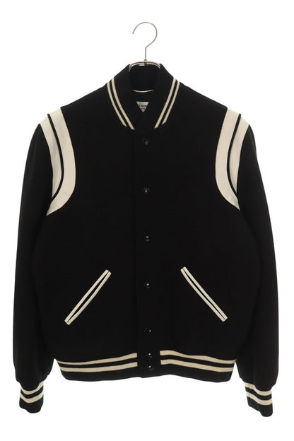 SAINT LAURENT PARIS Teddy Leather Varsity Jacket Size 48