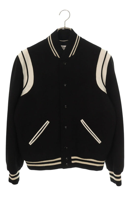 SAINT LAURENT PARIS Teddy Leather Varsity Jacket Size 48