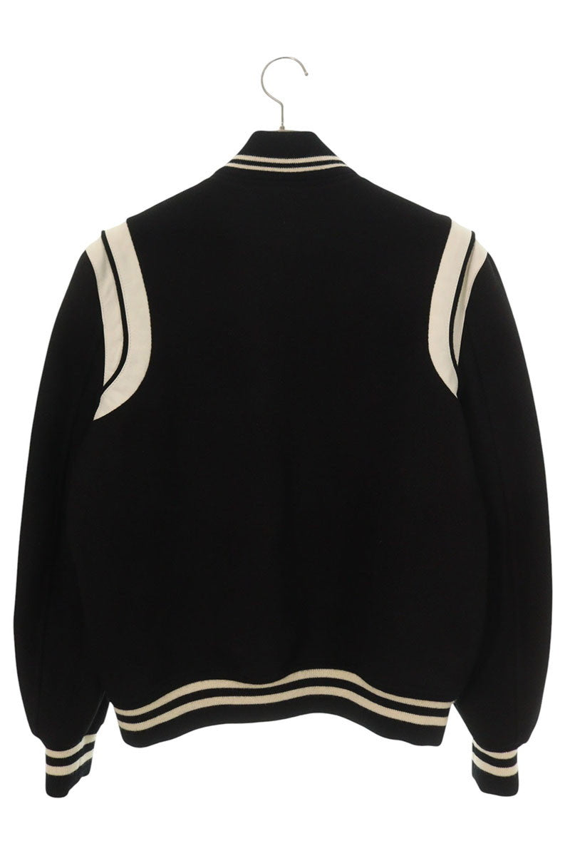 SAINT LAURENT PARIS Teddy Leather Varsity Jacket Size 48