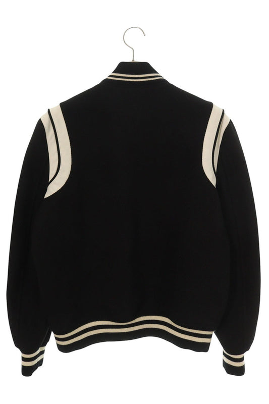 SAINT LAURENT PARIS Teddy Leather Varsity Jacket Size 48