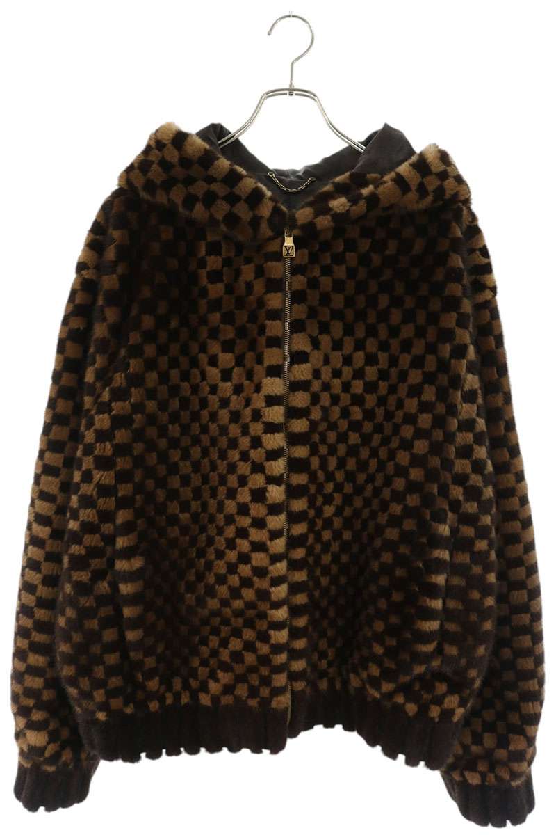 LOUISVUITTON 25AW Damier Mink Fur Zip Jacket Size 60
