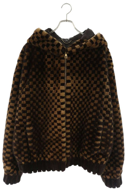 LOUISVUITTON 25AW Damier Mink Fur Zip Jacket Size 60