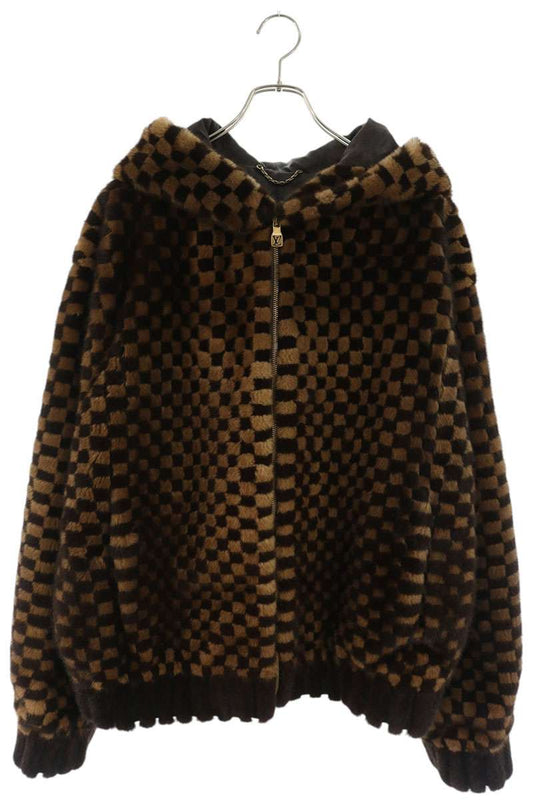 LOUISVUITTON 25AW Damier Mink Fur Zip Jacket Size 60