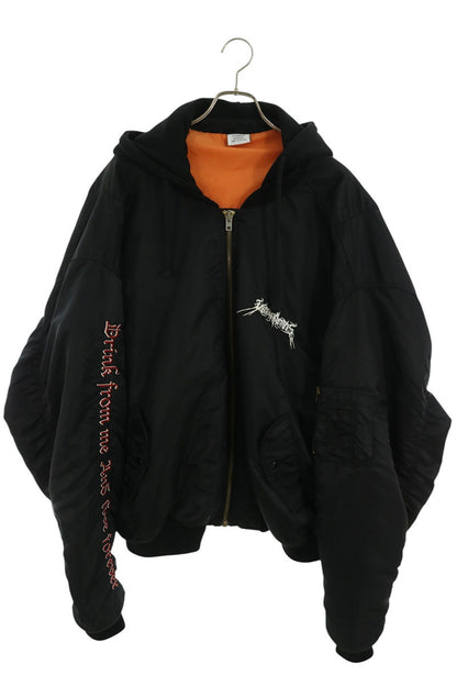 VETEMENTS Hooded MA-1 Bomber Jacket Black Size XS