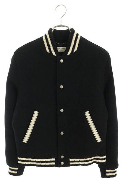 SAINT LAURENT PARIS Back Logo Teddy Varsity Jacket Size 46