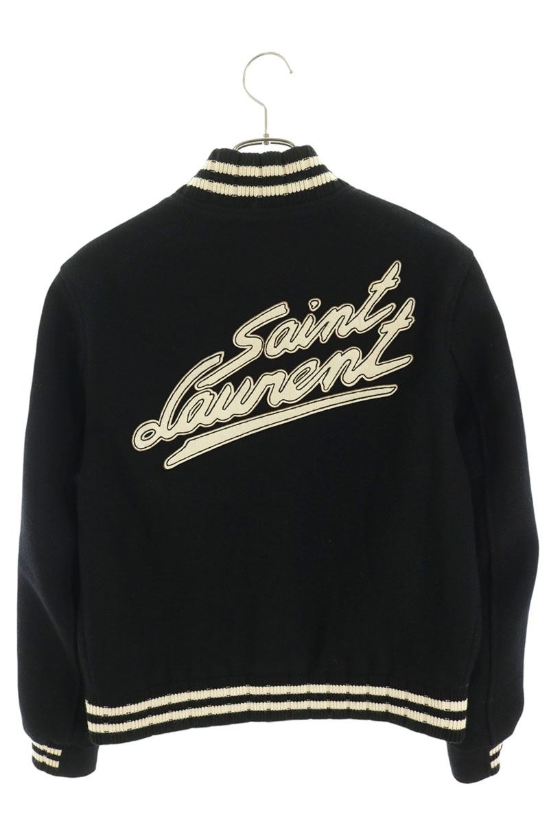SAINT LAURENT PARIS Back Logo Teddy Varsity Jacket Size 46