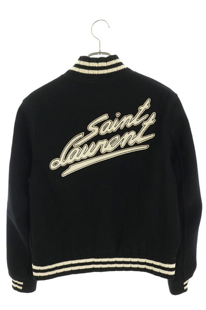 SAINT LAURENT PARIS Back Logo Teddy Varsity Jacket Size 46