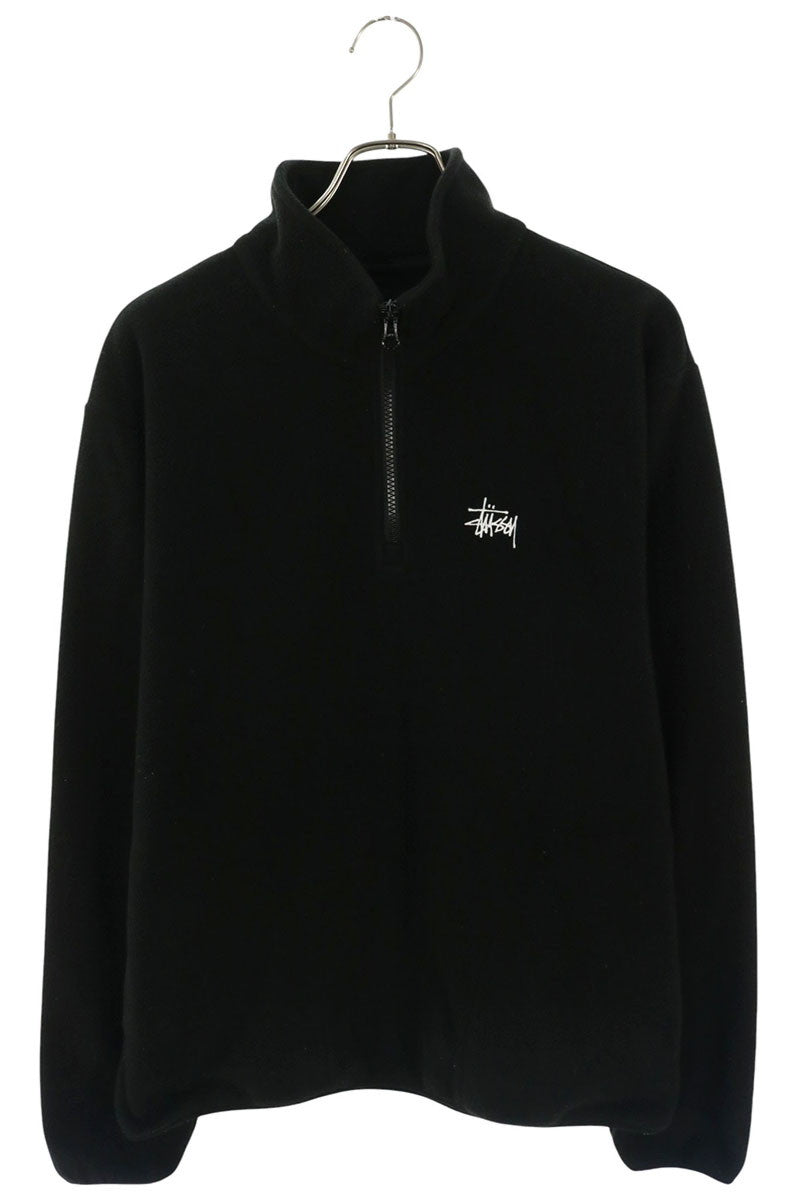 STUSSY Half-Zip Fleece Pullover Black Blouson Size L