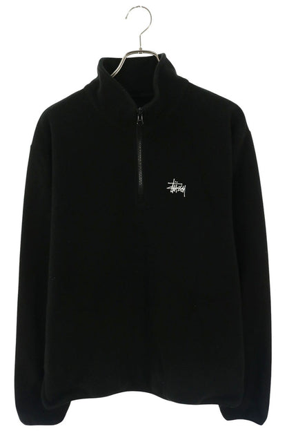 STUSSY Half-Zip Fleece Pullover Black Blouson Size L