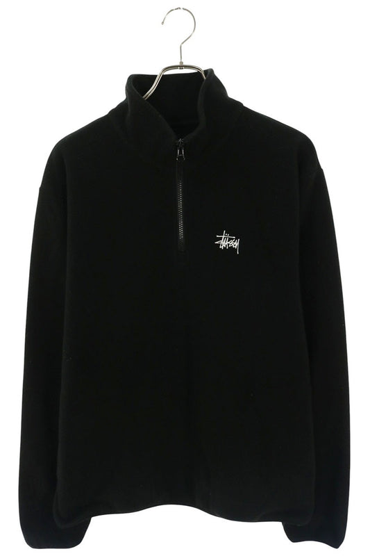 STUSSY Half-Zip Fleece Pullover Black Blouson Size L