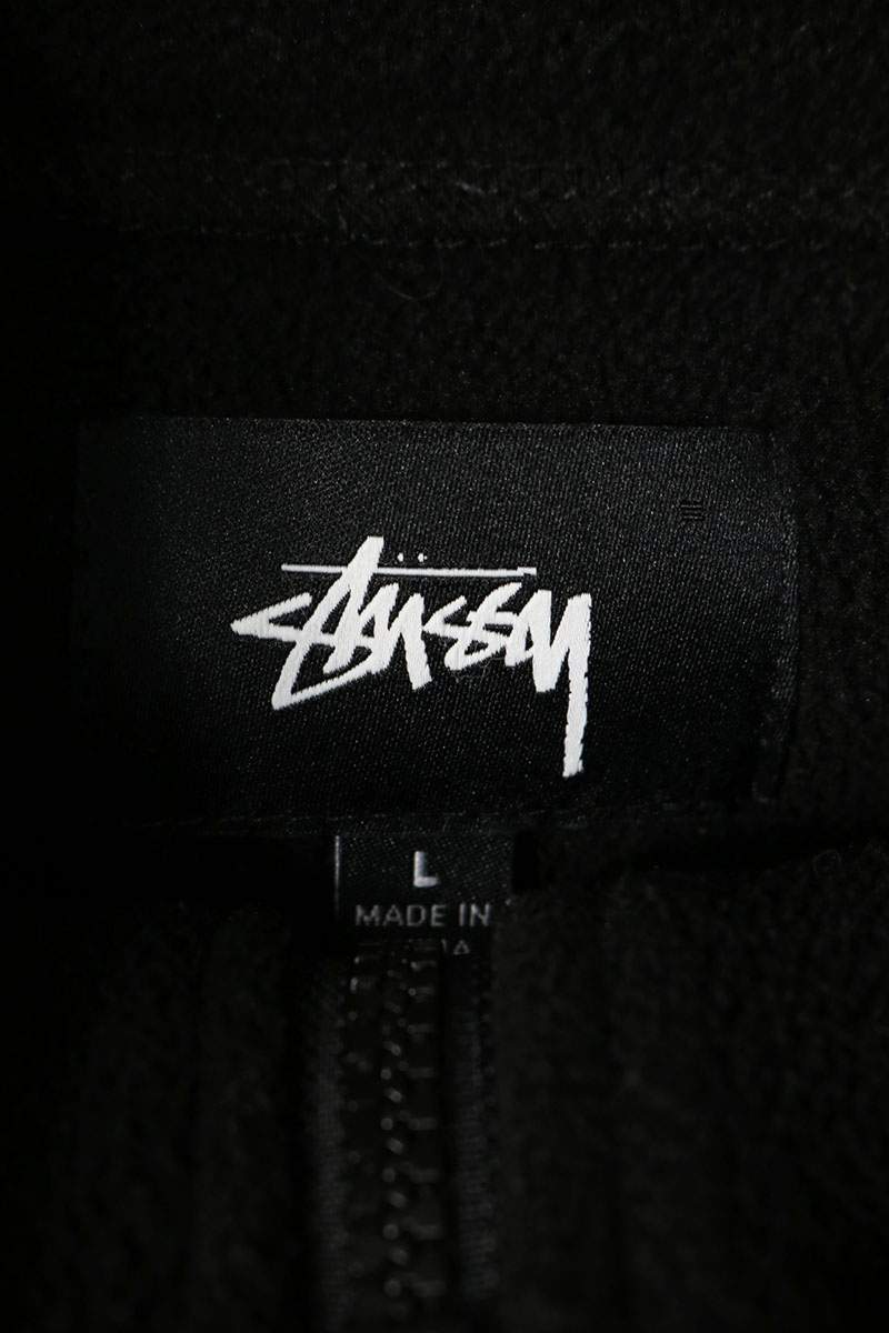 STUSSY Half-Zip Fleece Pullover Black Blouson Size L