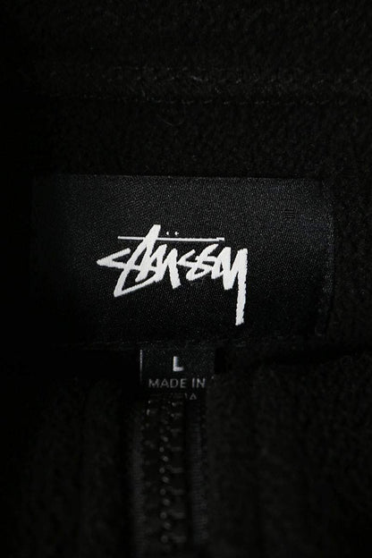 STUSSY Half-Zip Fleece Pullover Black Blouson Size L
